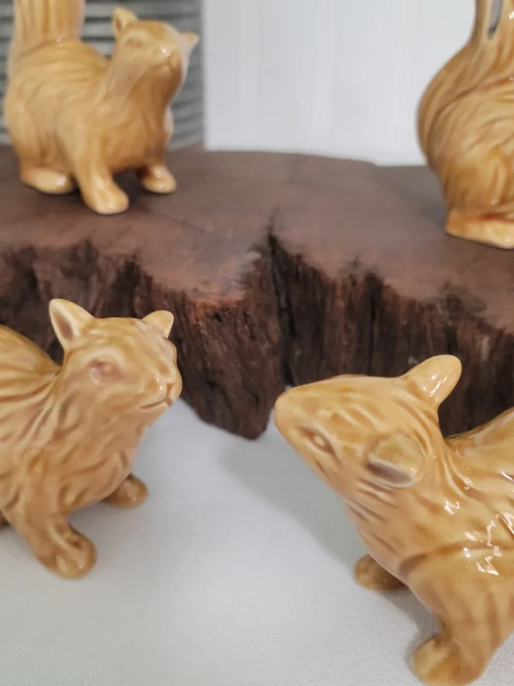 Vtg Retro Kitschy Cottagecore Woodland Ceramic Squirrel Placecard Holders Set 4